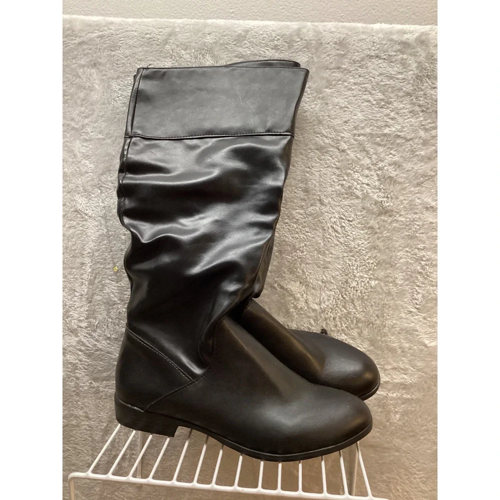 Style & Co Black Faux Leather Slouchy‎ Knee High Boots Women's Size 6M